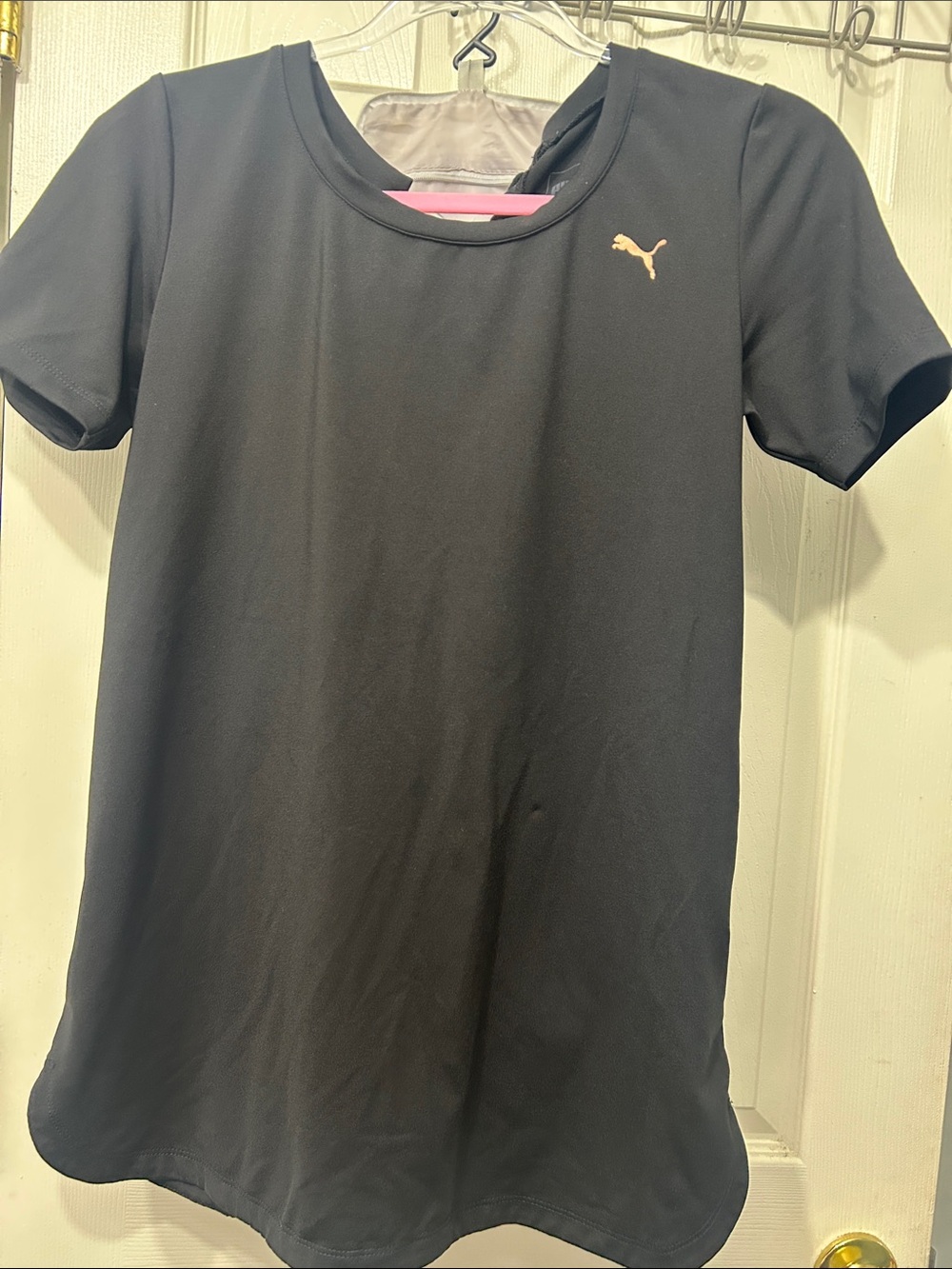 Puma Black Short-Sleeve Women’s Performance Tee with Gold Logo